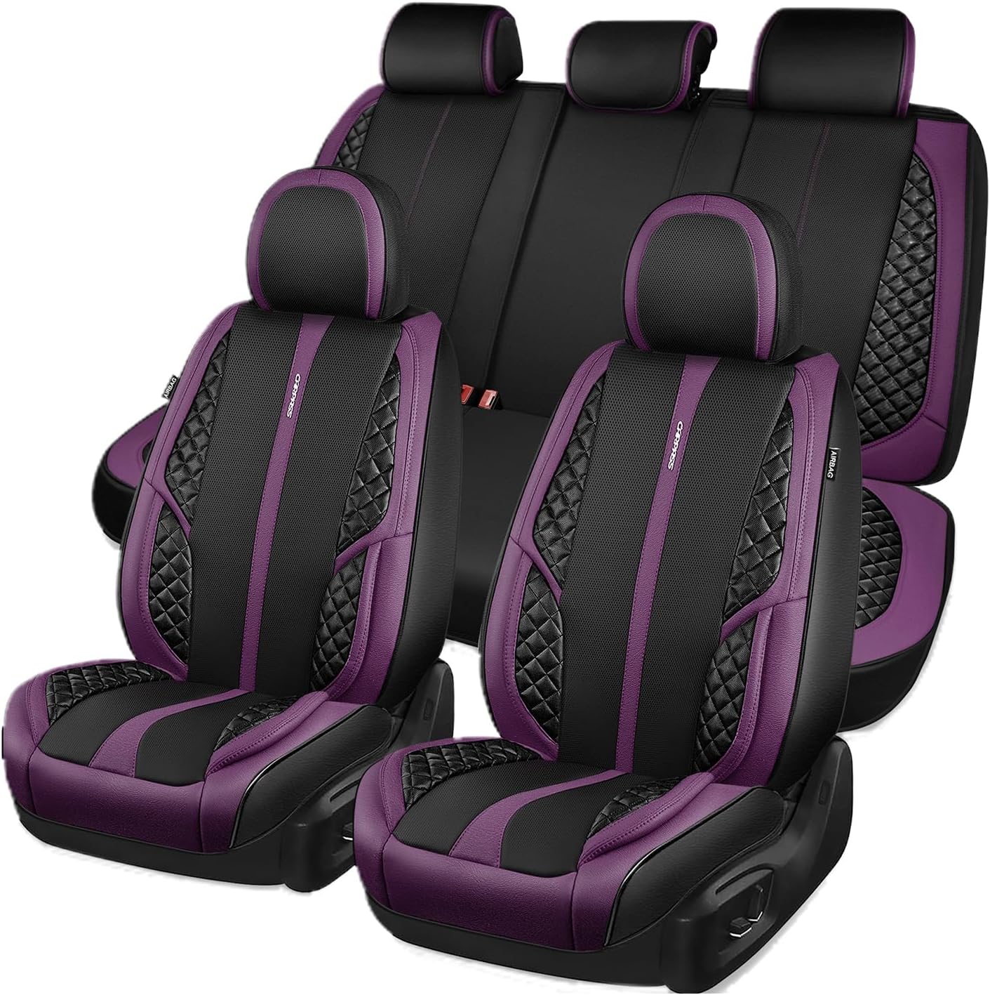 CAR PASS Nappa Leather Car Seat Covers Full Set Waterproof Protector