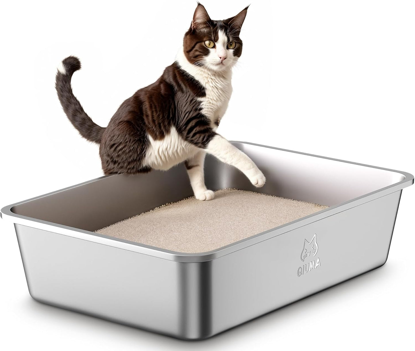 Extra Large Stainless Steel Cat Litter Box for Multi-Cat Homes