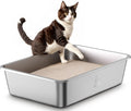 Stainless Steel Litter Box for Large Cats - Extra Large, High Sided