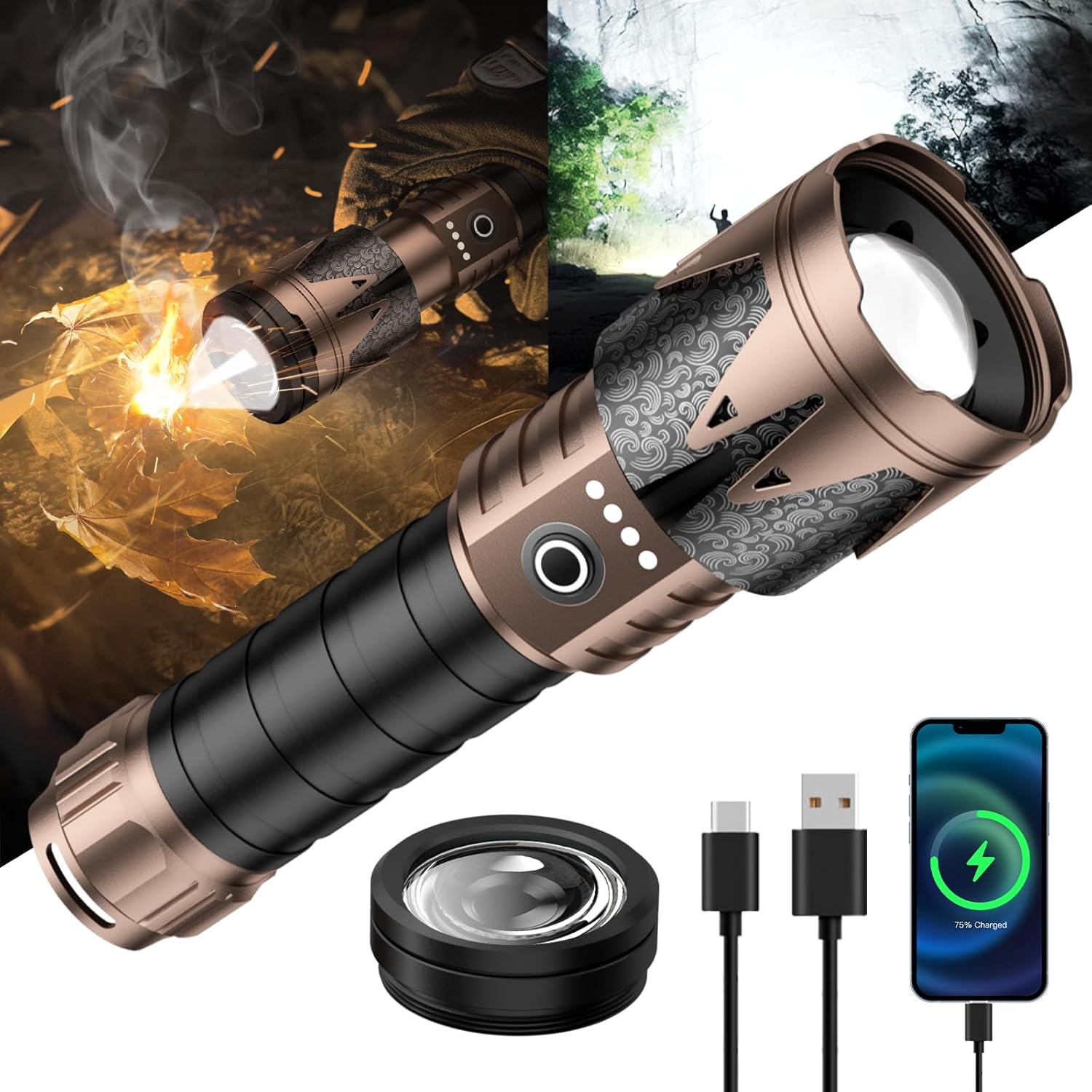 SKYFIRE LED Flashlight 3000lm Super Bright Tactical Light