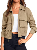 Onedreamer Women's Military Safari Cropped Jacket - Lightweight in