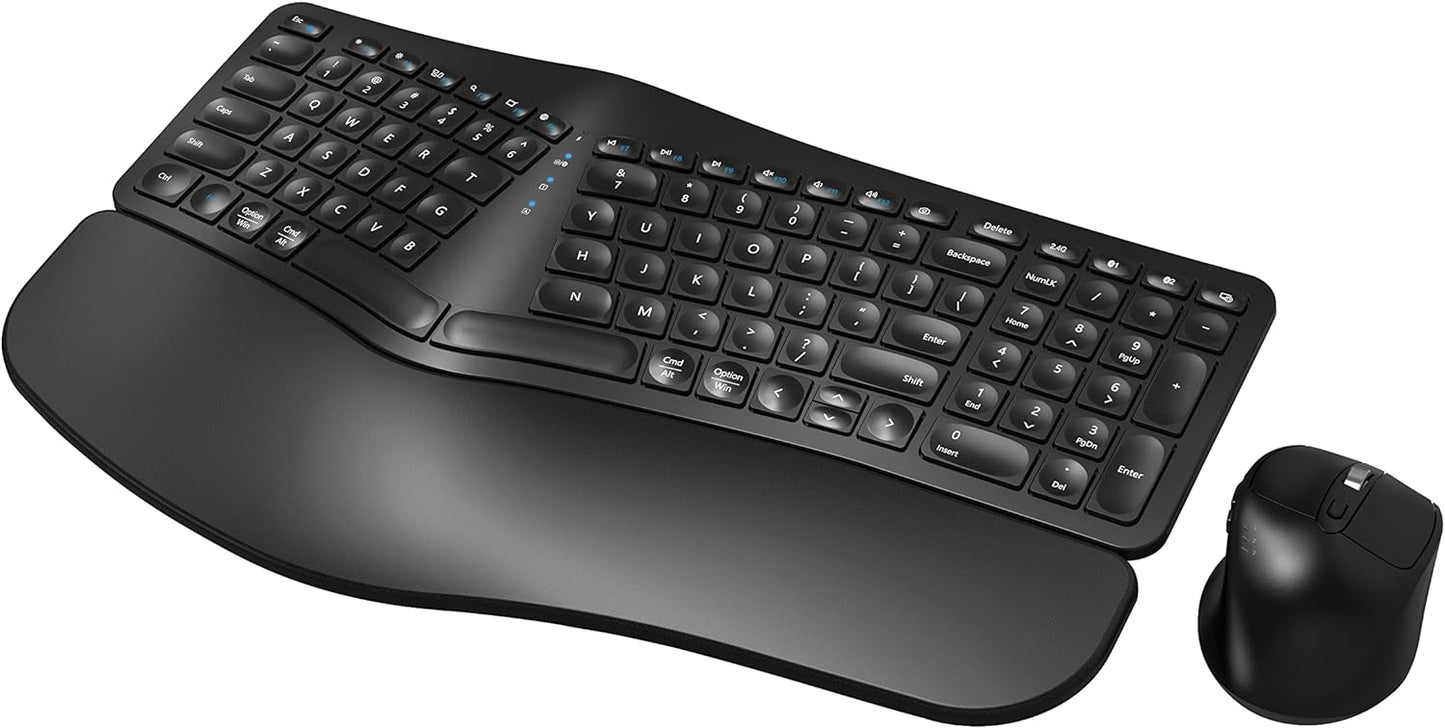 QUASIO Ergonomic Wireless Combo, Multi-Device, Rechargeable