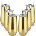 Lifecapido 6 Pack Insulated Stainless Steel Flutes - Double Wall 12oz