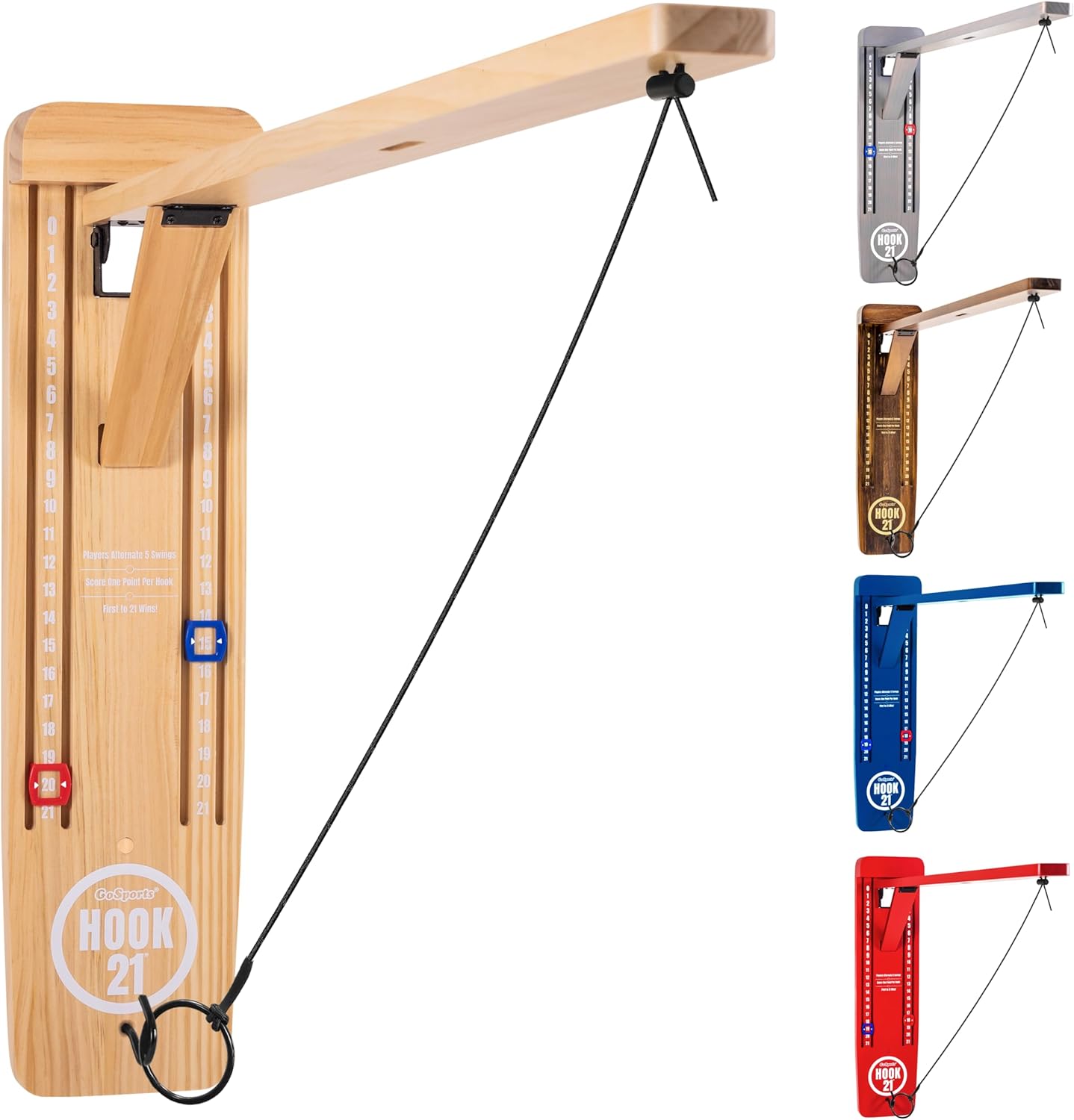 GoSports Hook 21 Wall Mounted Ring Swing Game for All Ages