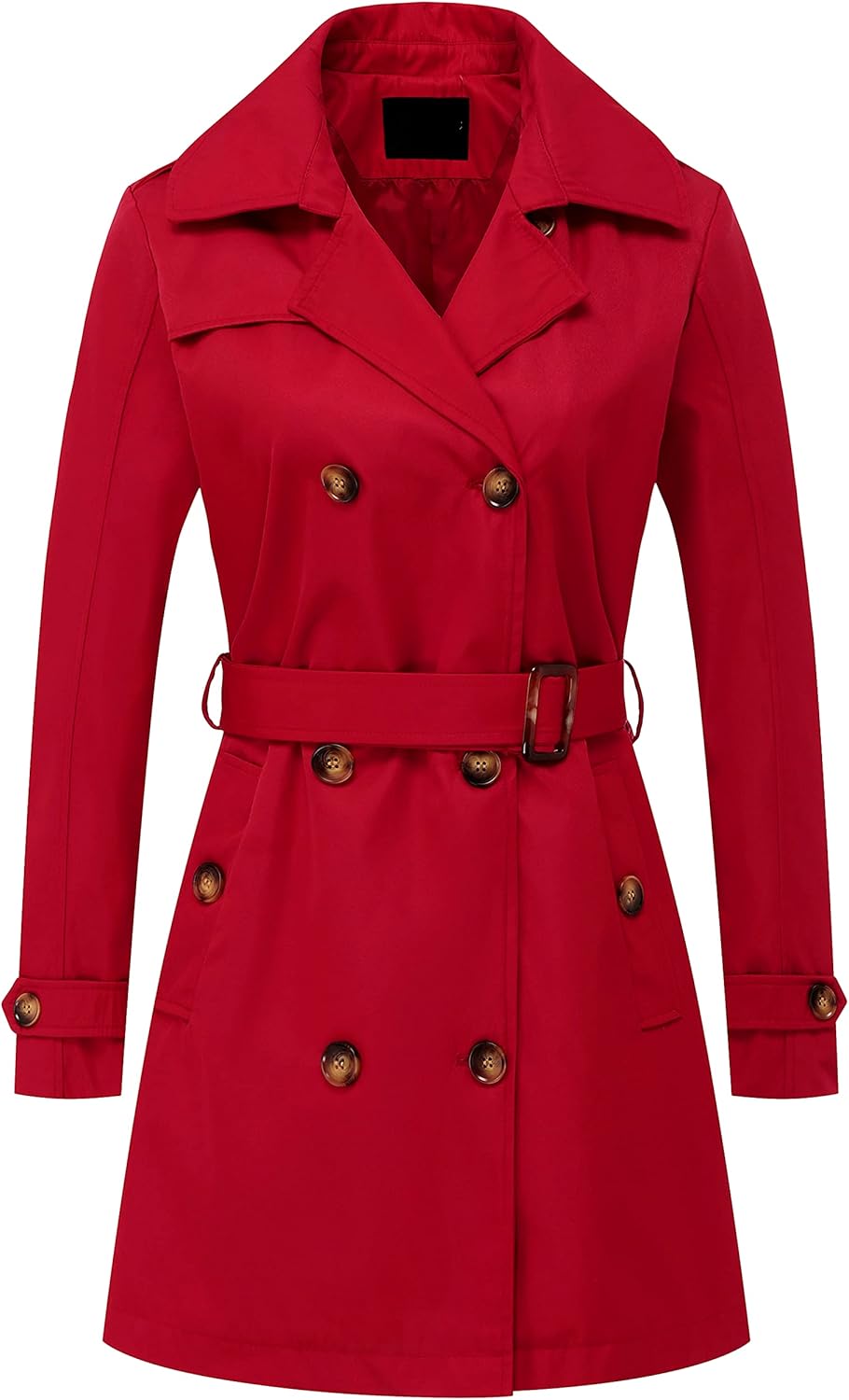 Stylish Women's Double Breasted Trench Coat with Detachable Hood