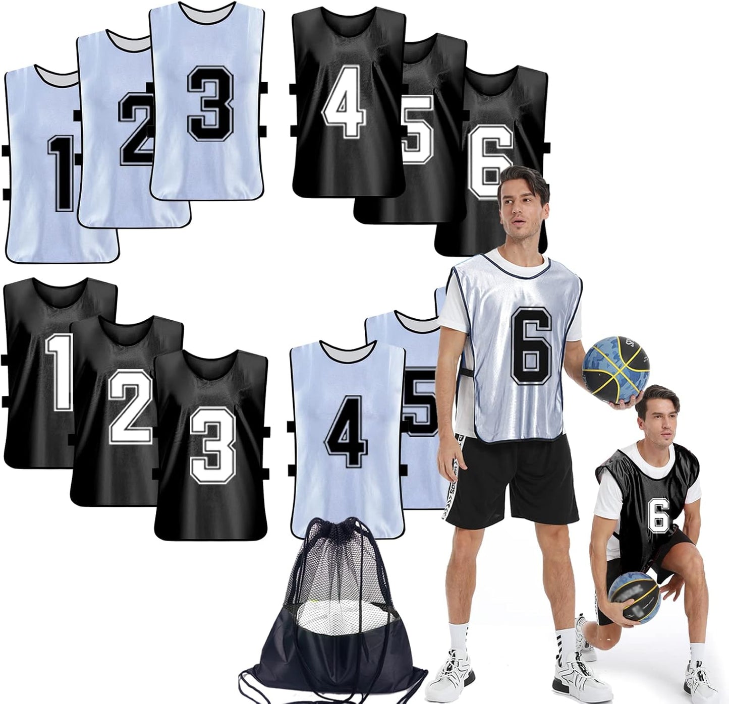 Sports Pinnies Numbered Practice Vest Pennies for Teams Set of 12
