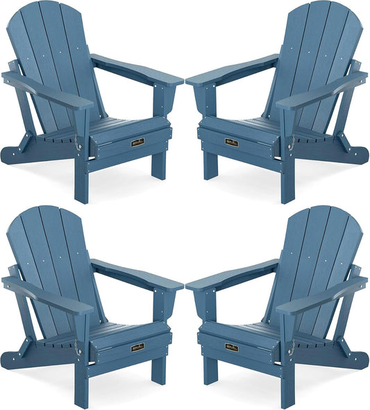 Foldable Adirondack Chair Set of 4 for Patio Garden Outdoors