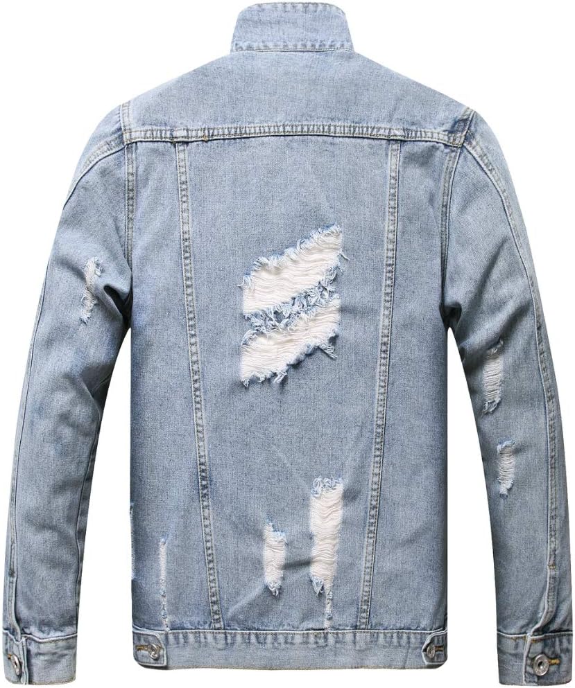 LZLER Men's Distressed Denim Jacket: Vintage Slim Fit Style