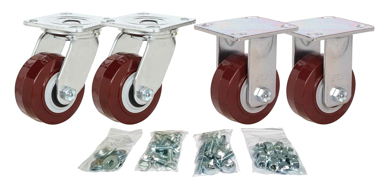 Toolbox Caster Set with Heavy Duty Polyurethane Wheels