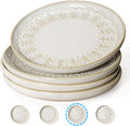 Artena Salad Plates Set of 4, 8.5 in Embossed Ceramic - No-Spill