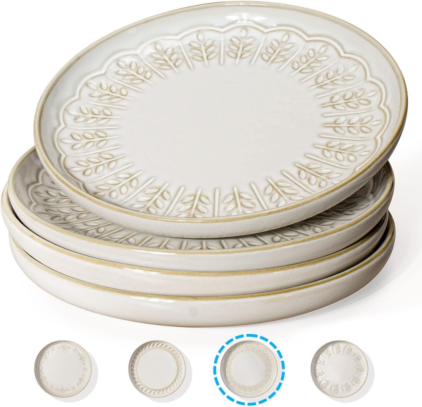 Artena Salad Plates Set Of 4, Unique 8.5 Inch Ceramic Plates