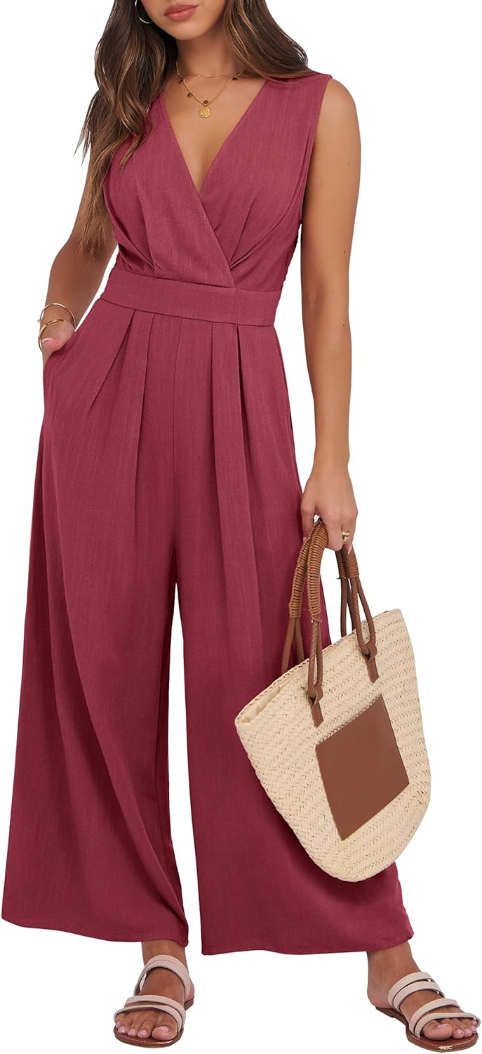 Elegant Women Jumpsuits Sleeveless V Neck Backless Romper 2025
