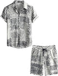 Mens Floral Hawaiian Shirt and Short Set - Comfortable Summer Casual