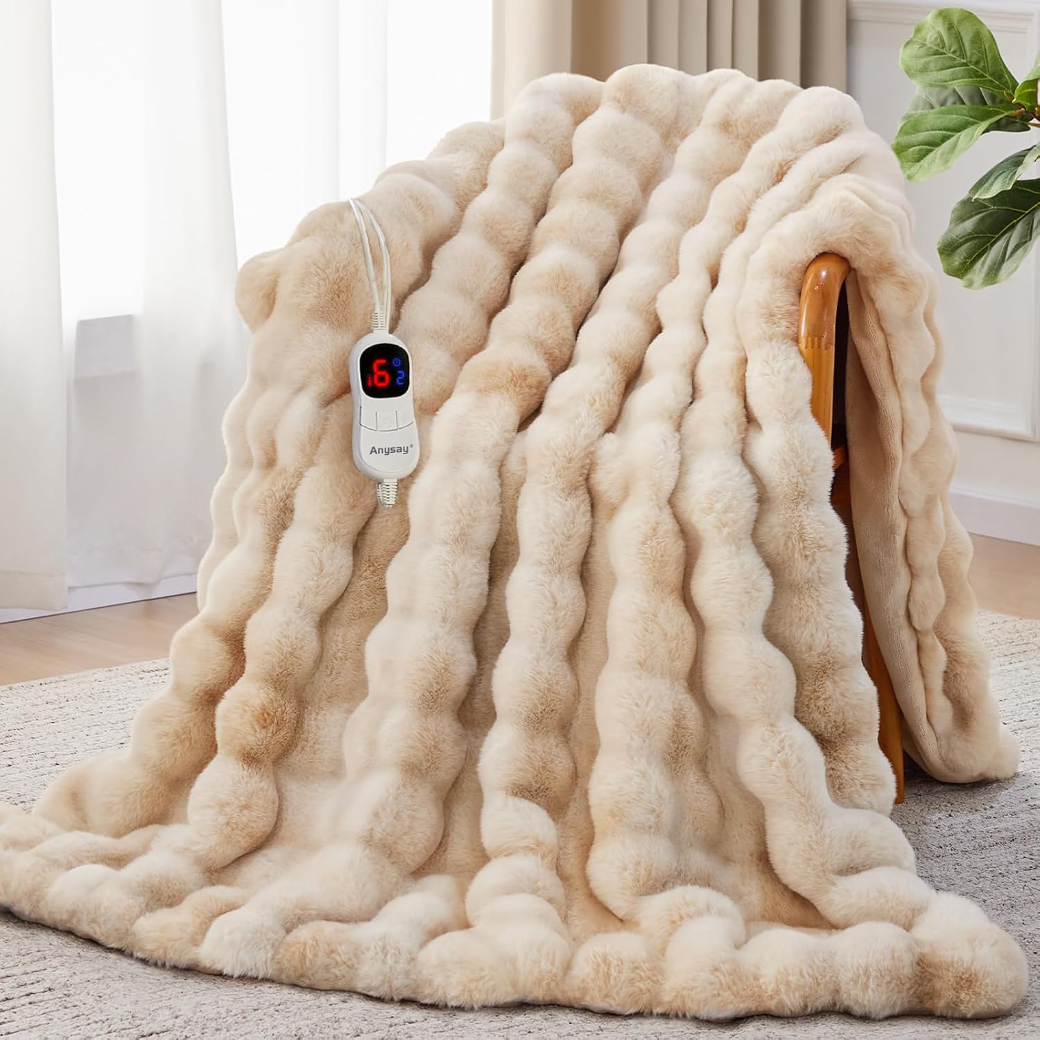 Heated Blanket Throw with Auto-Off and 10 Heat Levels for Comfort