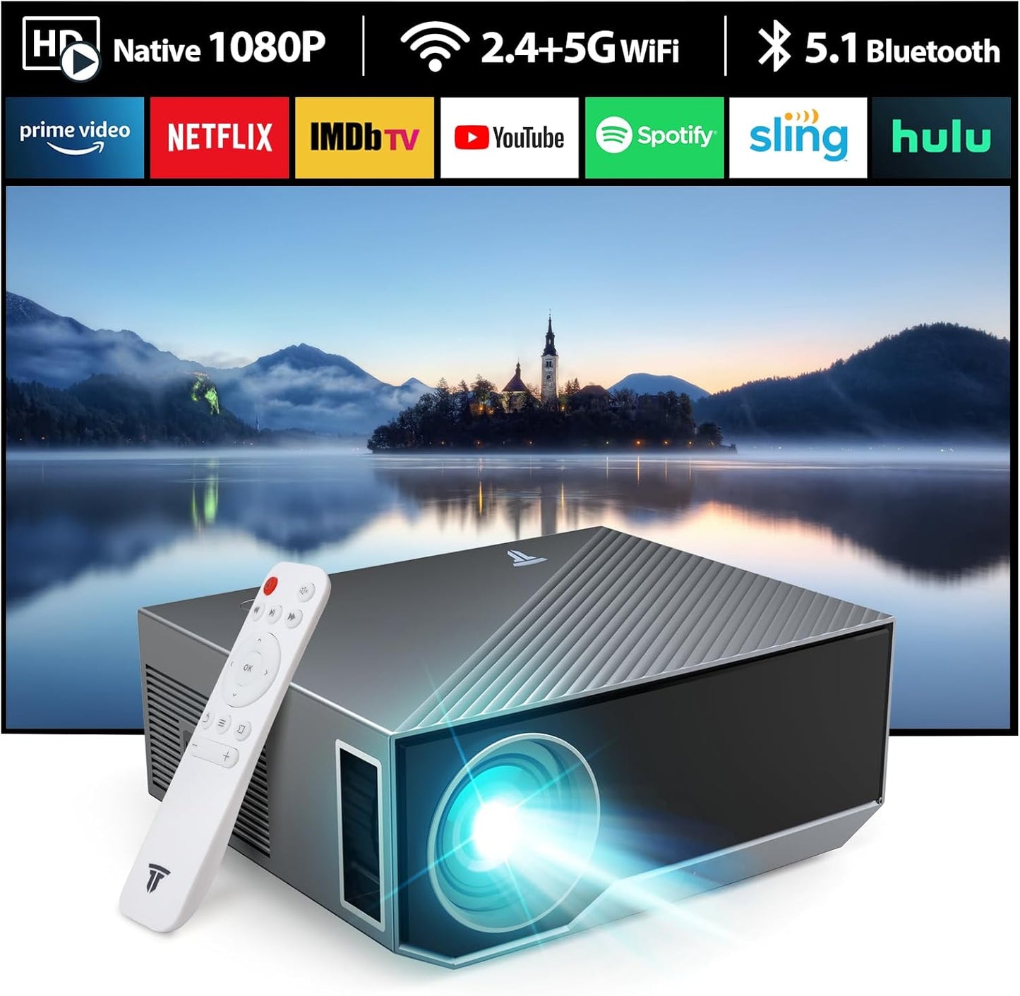 Projector with Wifi and Bluetooth for Home Theater Experience