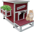 Outdoor Cat House Large Wooden Shelter - Red Weatherproof Design