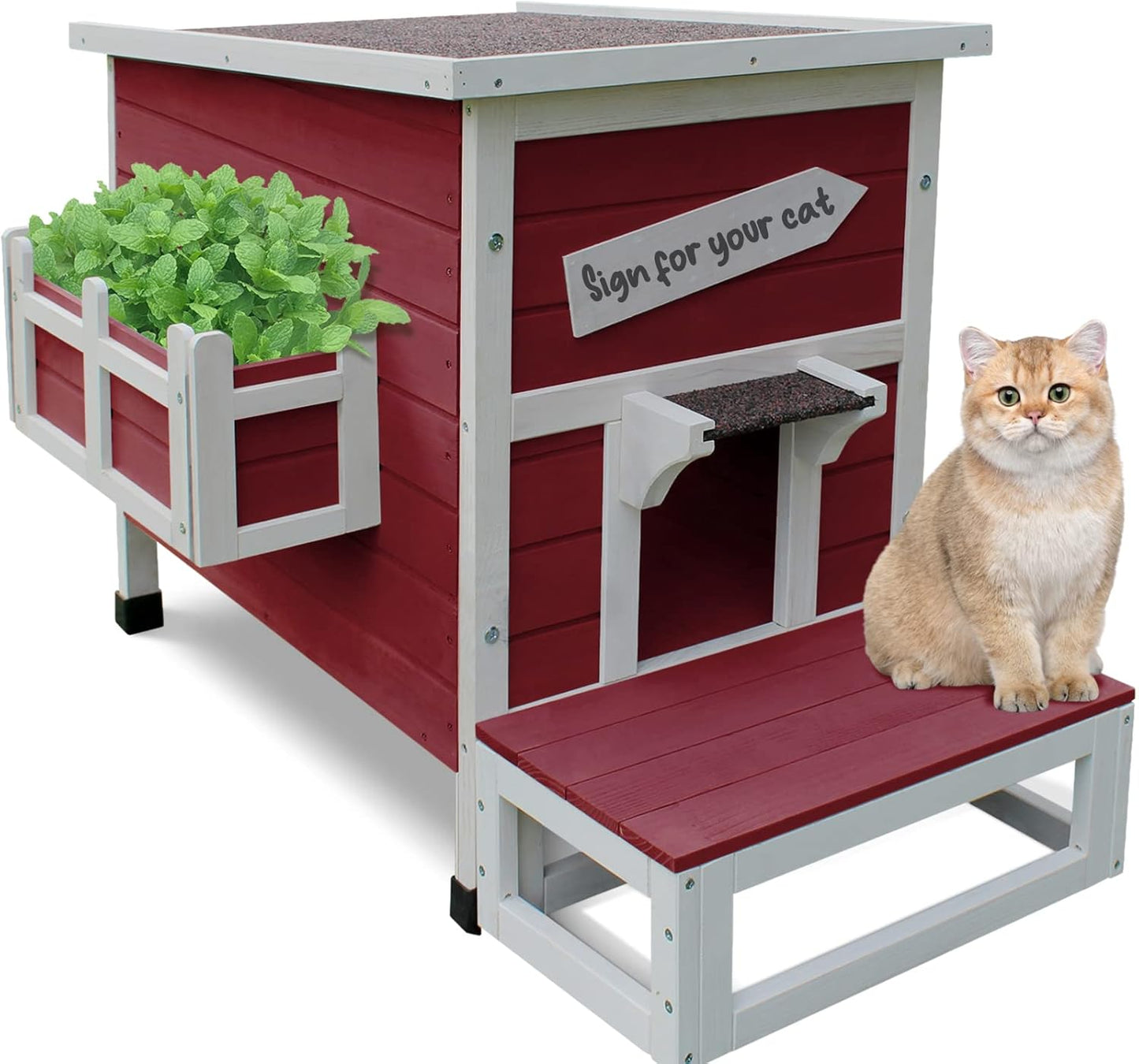 Rockever Outdoor Cat House for Feral Cats - Weatherproof Shelter