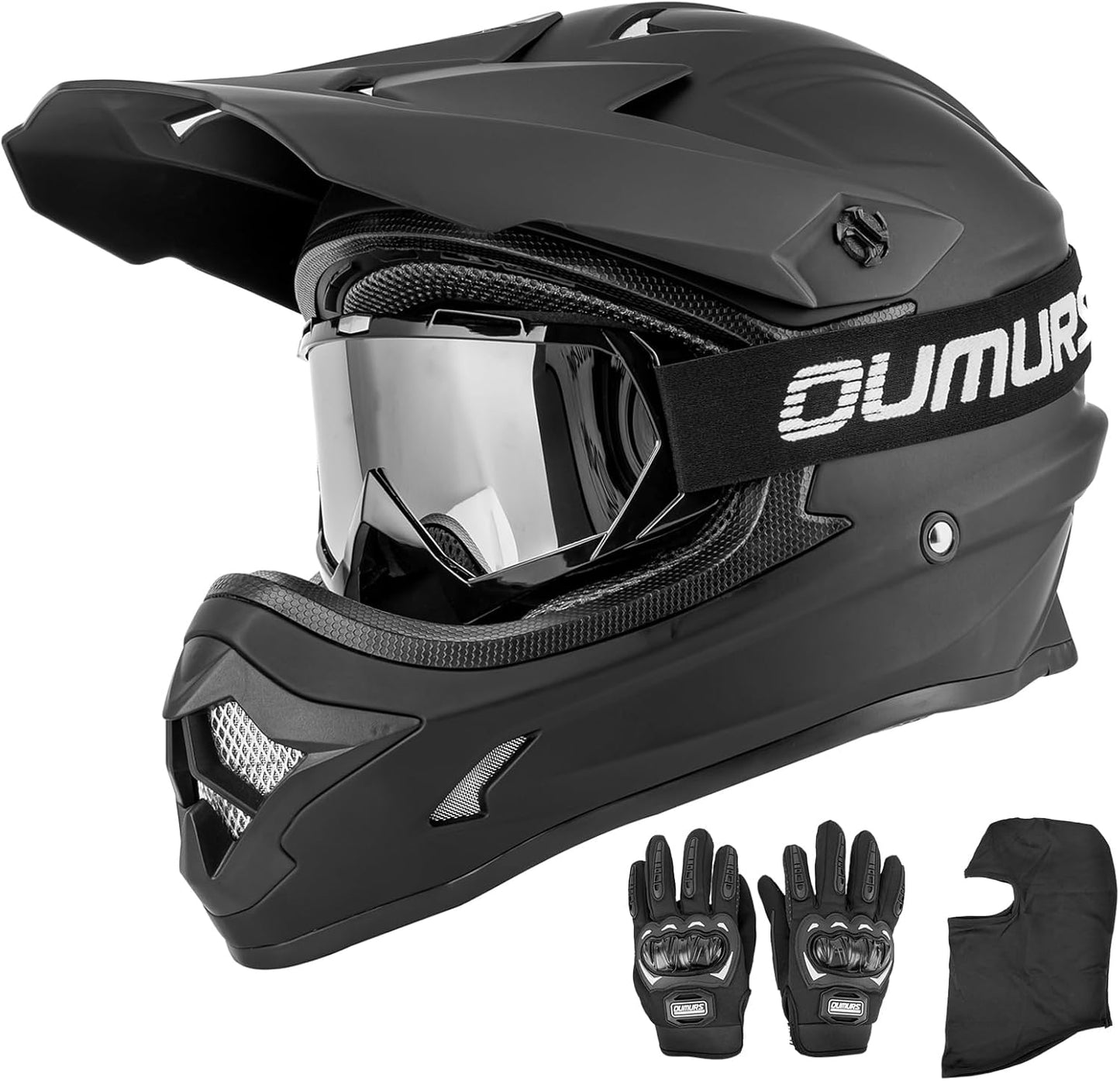 Adult ATV Dirt Bike Helmet with Goggles, Gloves & Mask Set