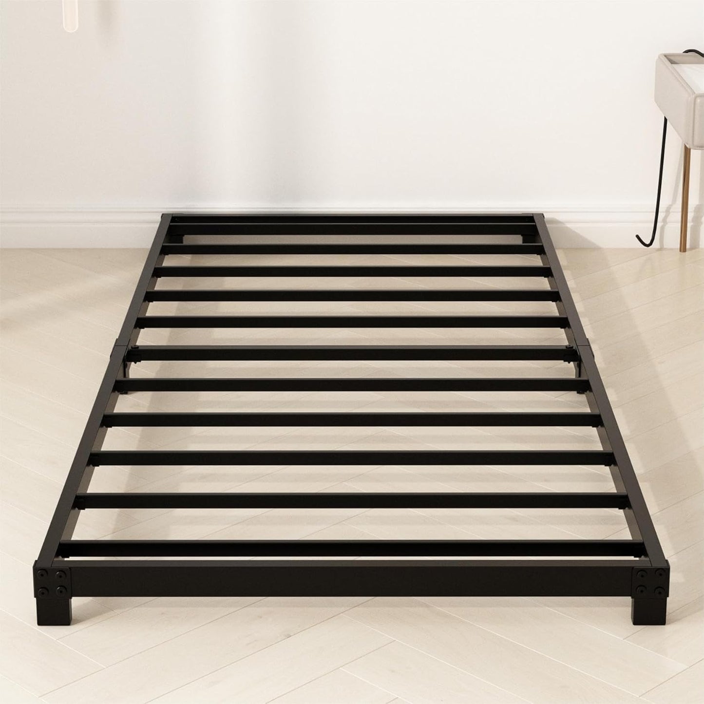 4 Inch Twin Bed Frame, Heavy Duty Metal Platform for Comfort