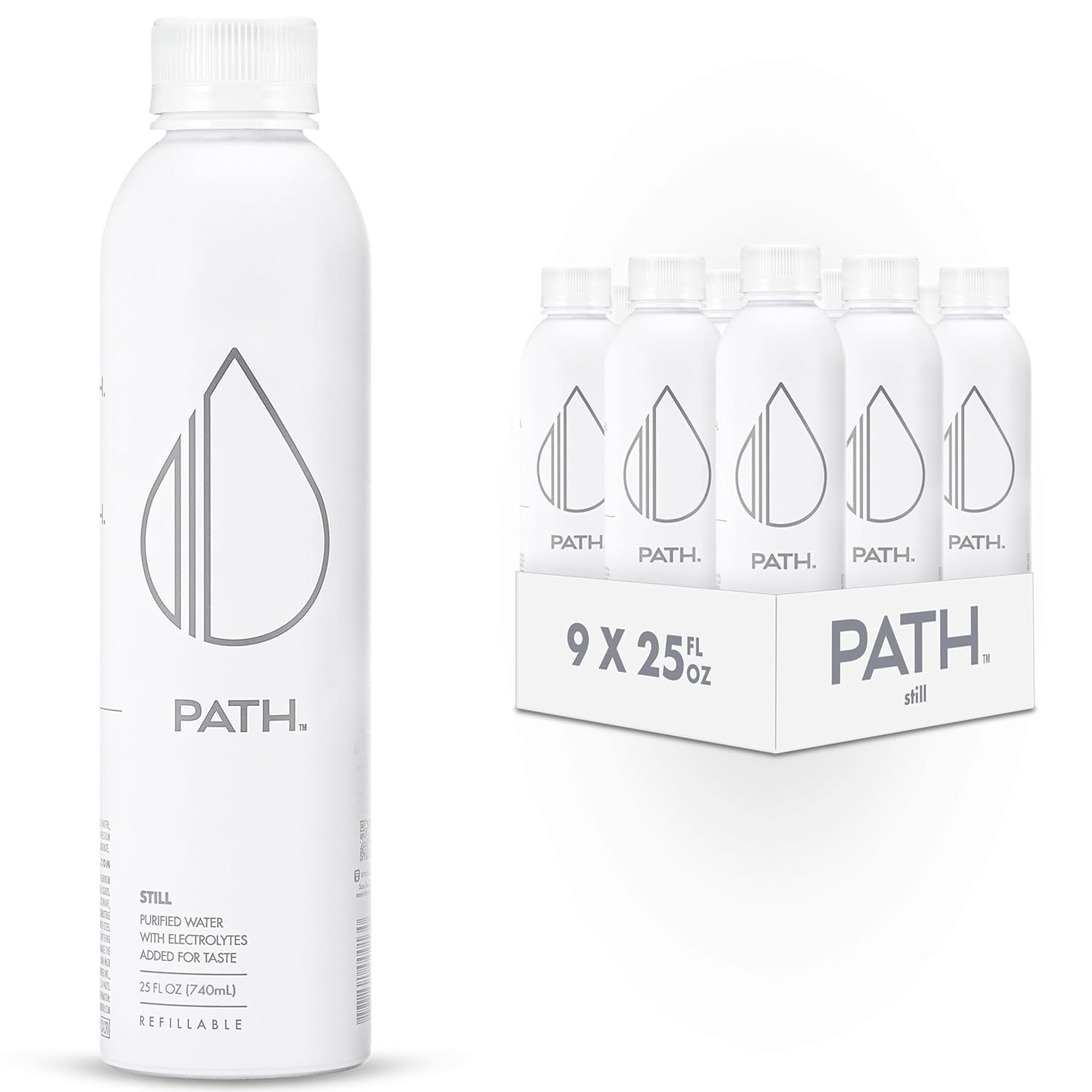 PATH Ultra-Purified Aluminum Bottled Water, BPA-Free, pH-Balanced - Pack of 9
