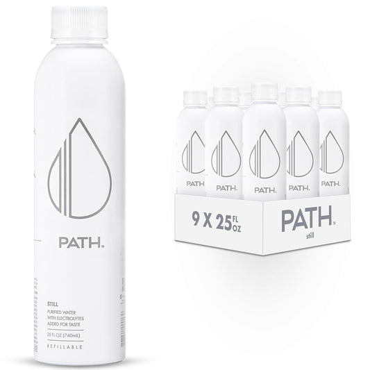 PATH Ultra-Purified Aluminum Bottled Water, BPA-Free, pH-Balanced - Pack of 9