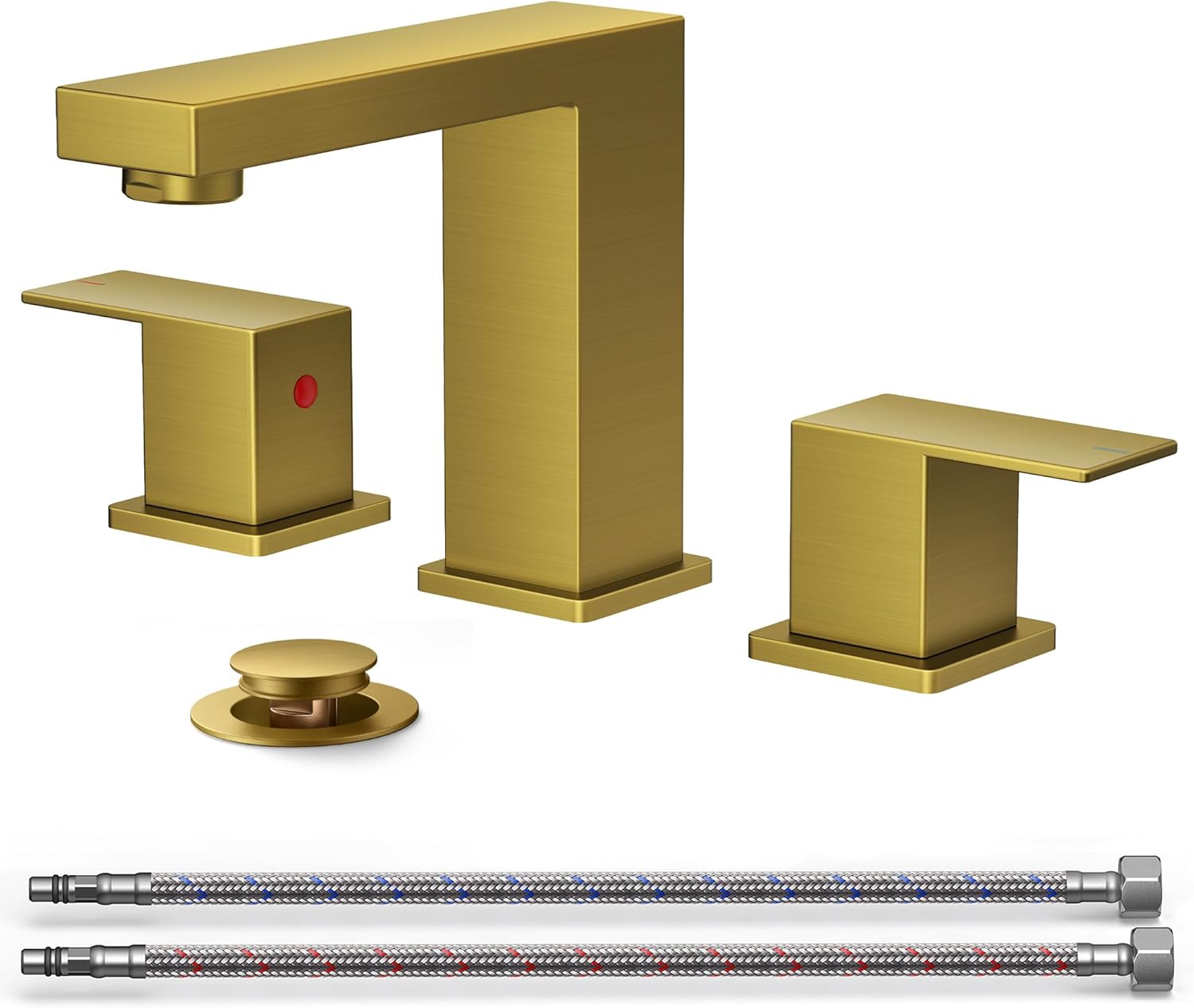 FORIOUS Gold Bathroom Faucet 3 Hole with Elegant Design