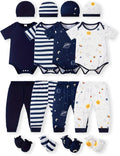 Newborn Baby Boy Girl 4-Pack Romper Pants Set - Soft Cotton Unisex