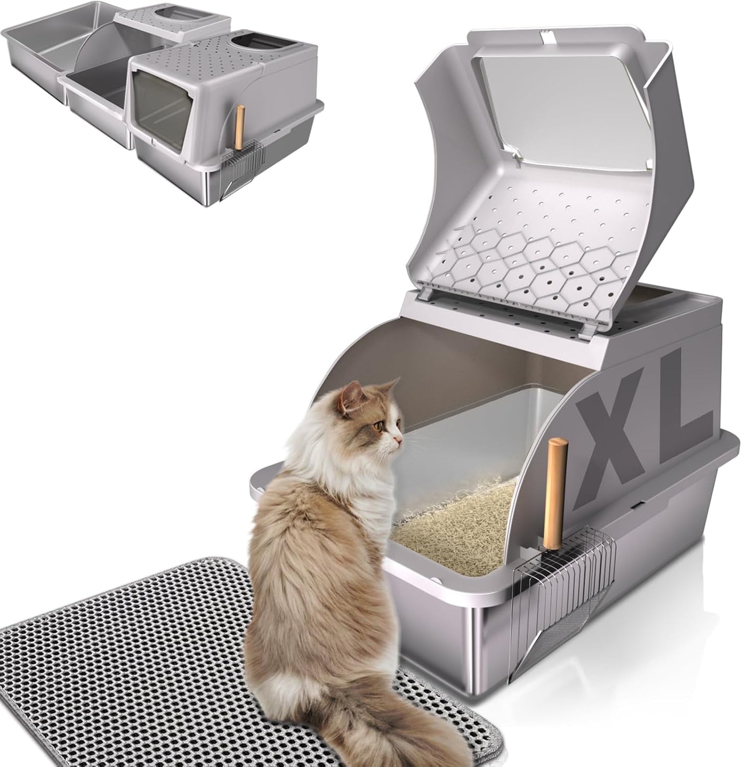 Stainless Steel Cat Litter Box with Lid for Easy Cleanups