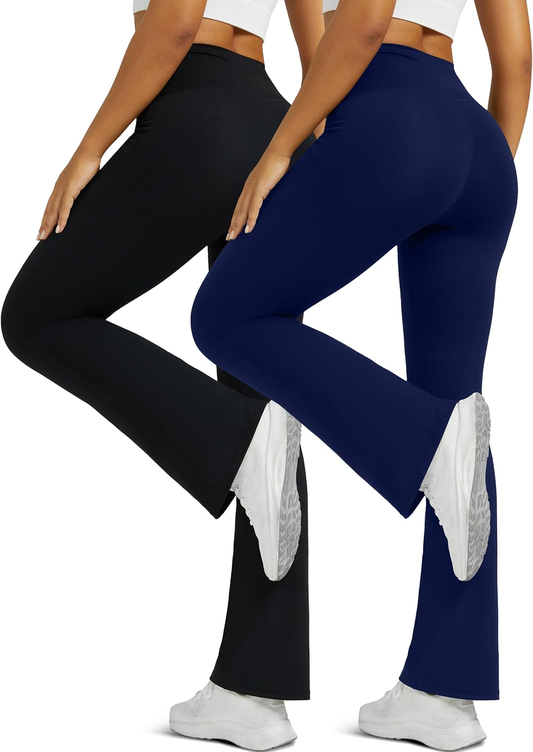 2 Pack High Waisted Flare Leggings with Pockets
