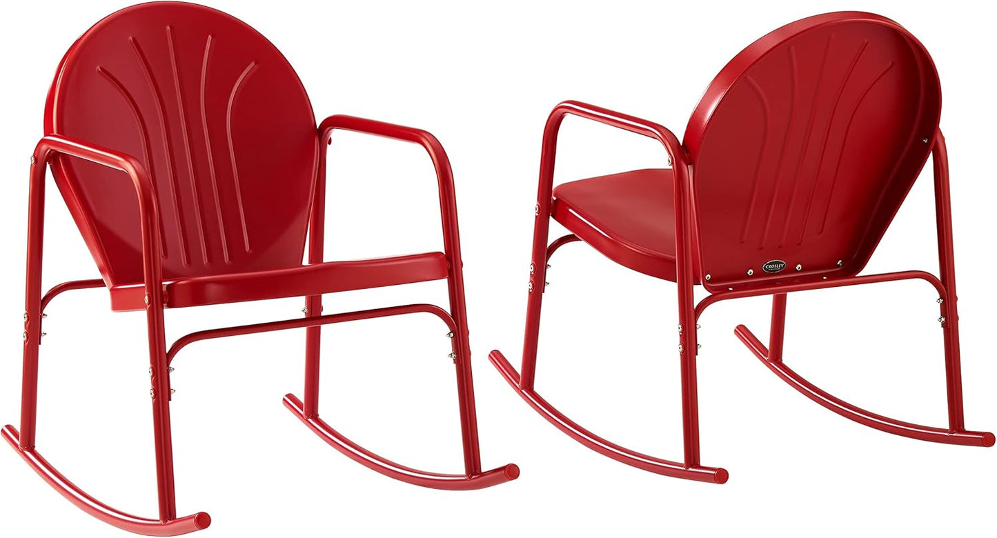 Griffith Retro Outdoor Rocking Chairs Set - Bright Red