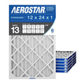 Aerostar 12x24x1 MERV 13 Pleated Air Filter 6 Pack - High Efficiency