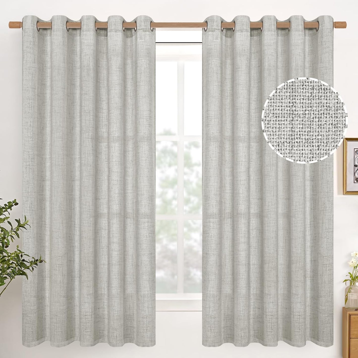 Light Grey Linen Curtains 63 Inches Long for Cozy Spaces