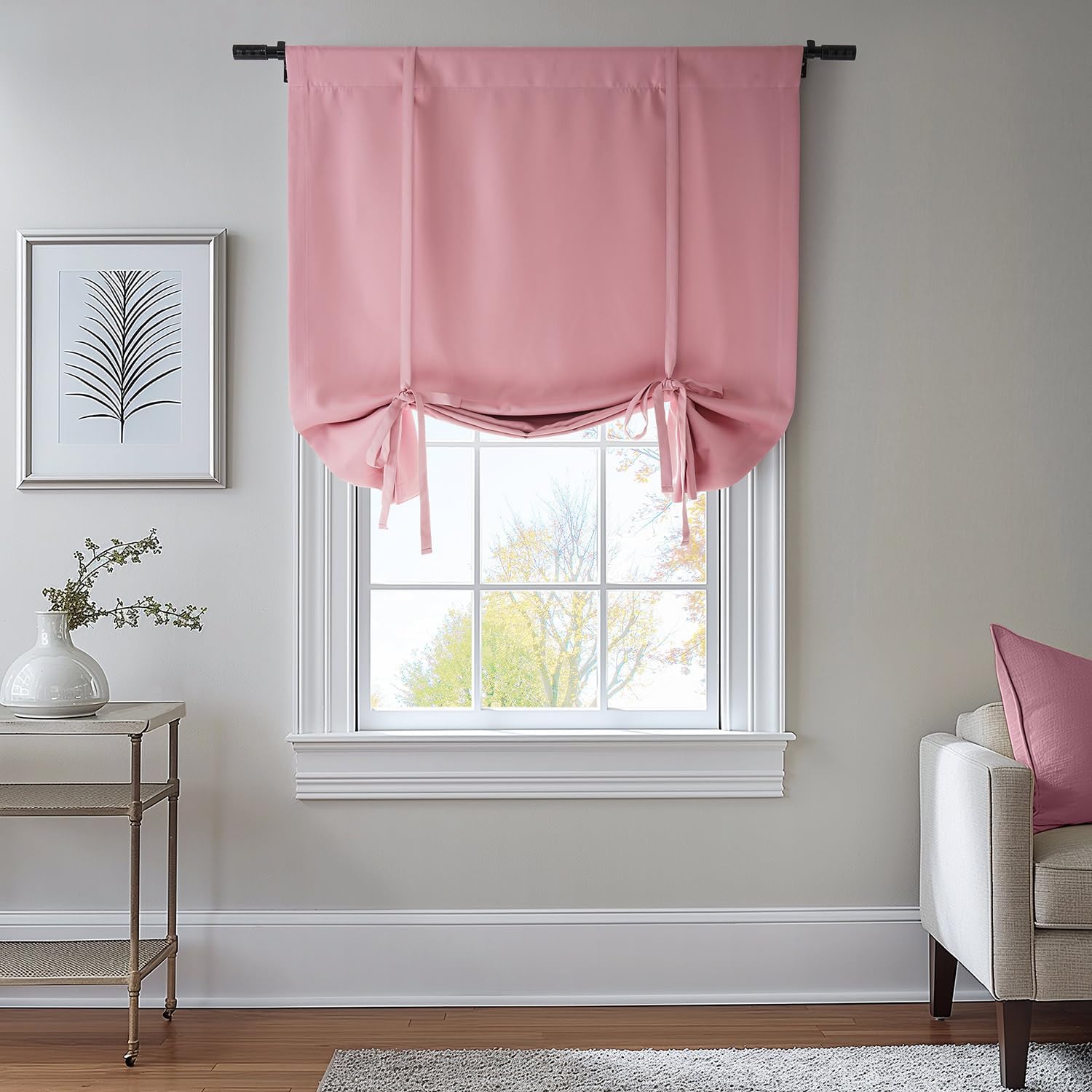 Room Darkening Tie Up 63 Curtain - Precious Pink