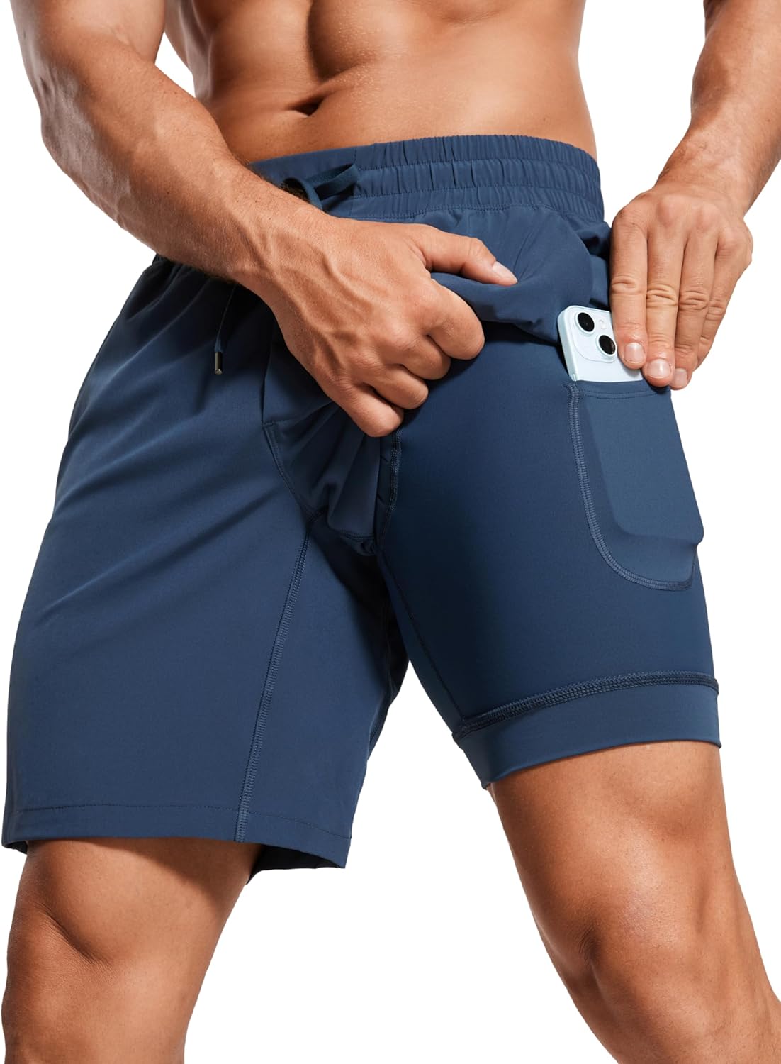 CRZ YOGA Mens 2 in 1 Running Shorts for Athletic Performance