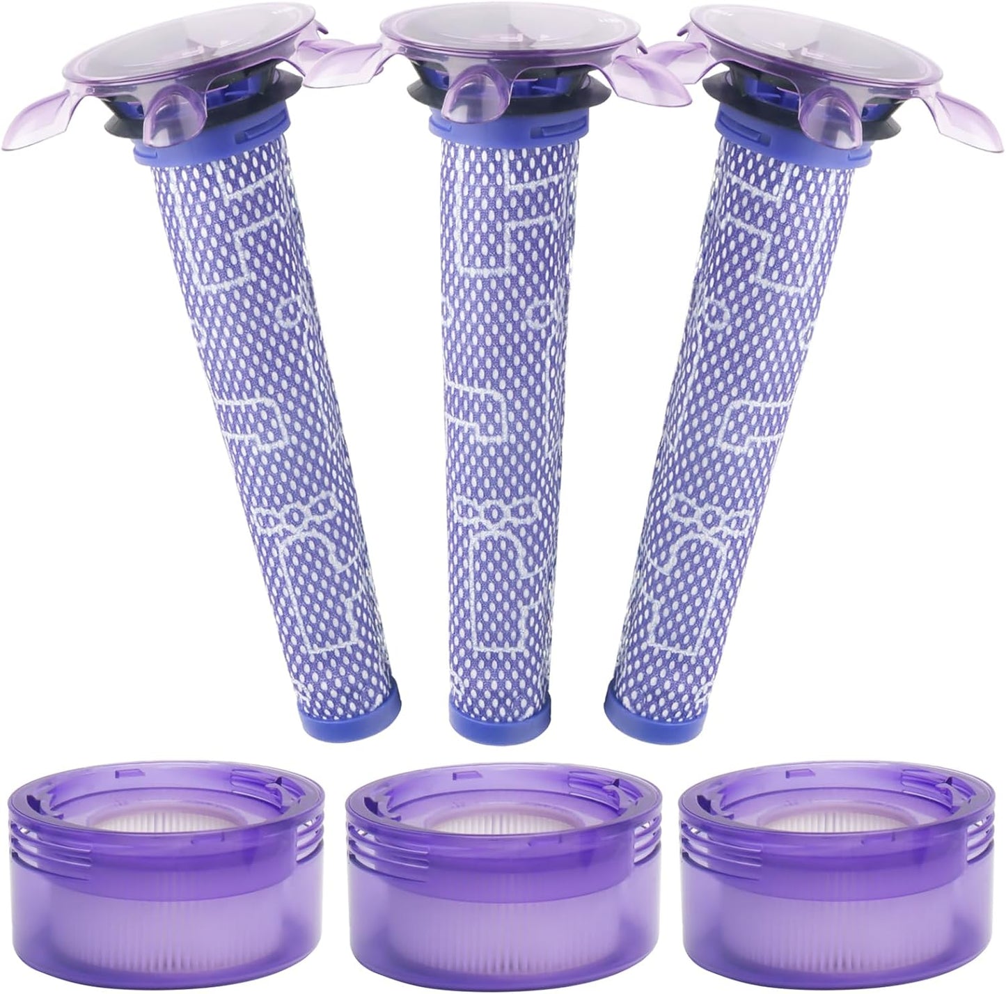 Dyson V7 V8 Filter Kit: 3 HEPA Post + 3 Pre Filters