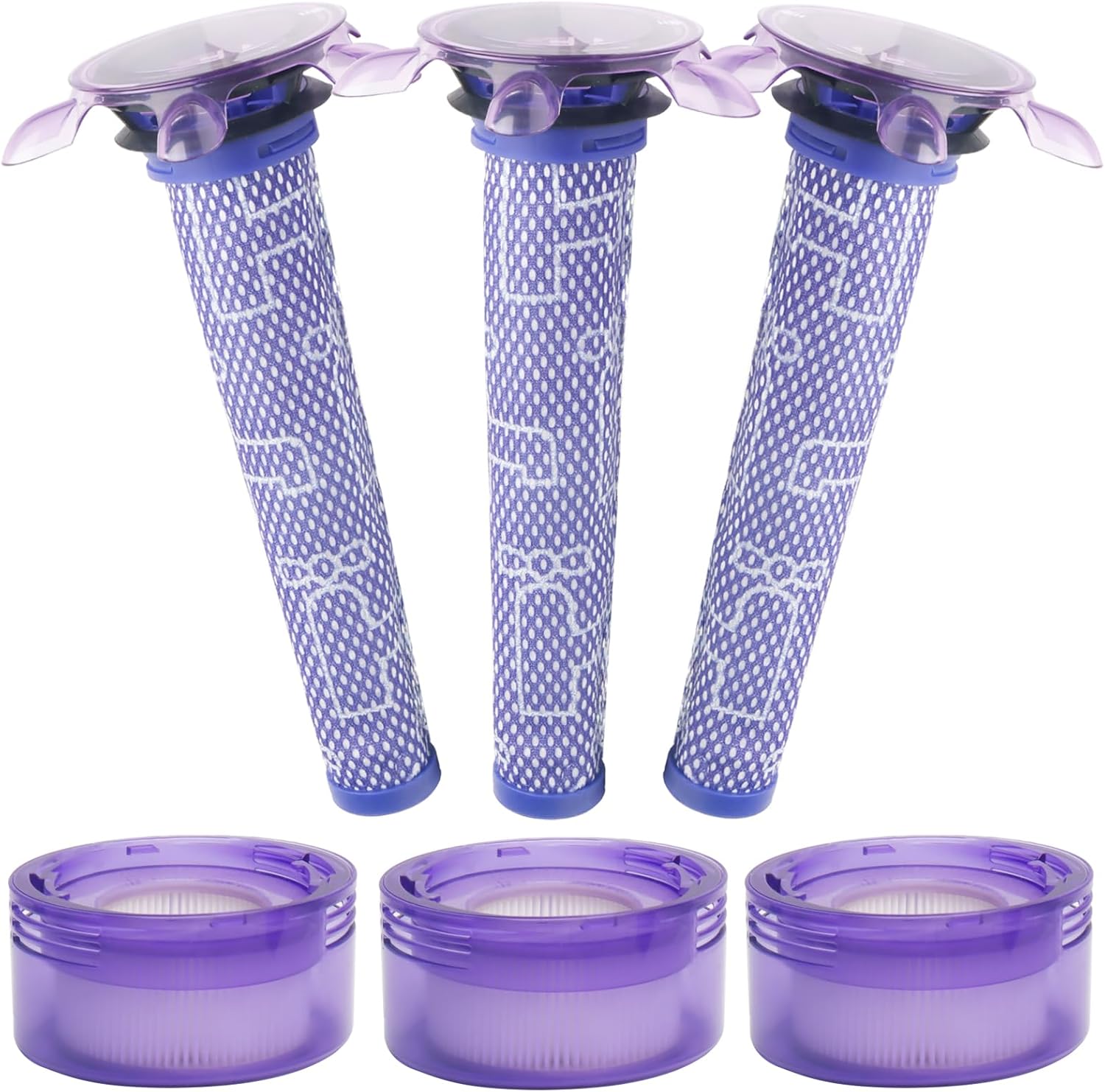 Dyson V7 V8 Filter Kit: 3 HEPA Post + 3 Pre Filters