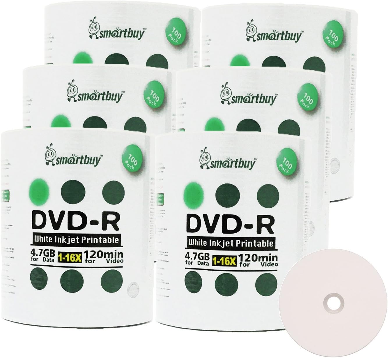 Smartbuy 600-disc 4.7gb 16x DVD-R Printable Media for Storage
