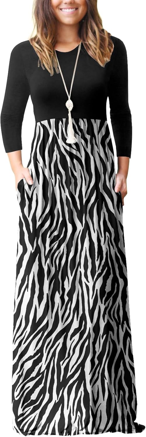 GRECERELLE Women Long Sleeve Casual Maxi Dress with Pockets