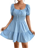 Stylish Boho A Line Dress with Puff Sleeves for Women by Floerns