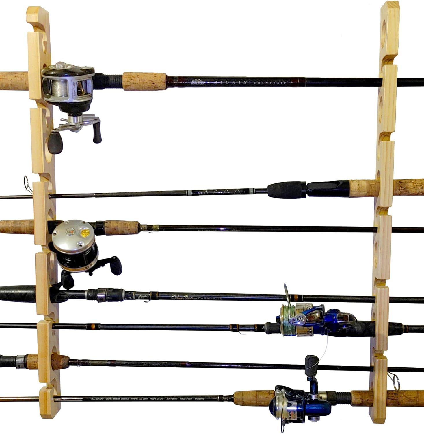 Space-Saving Pine Fishing Rod Rack by Old Cedar