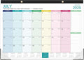 Colorful 2025-2026 Desk Calendar - Large Blocks, Protective Corners