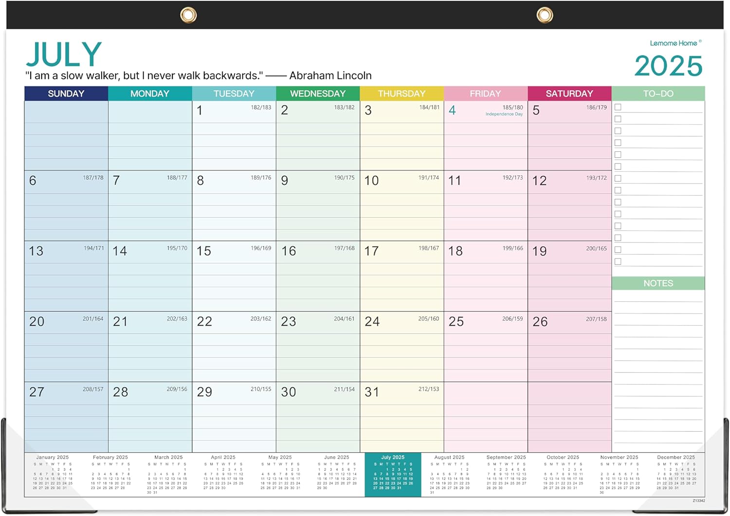 Colorful 2025-2026 Desk Calendar - Large Blocks, Protective Corners