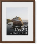16x20 Picture Frame with Real Glass and Oak Mat - Clean Modern Look