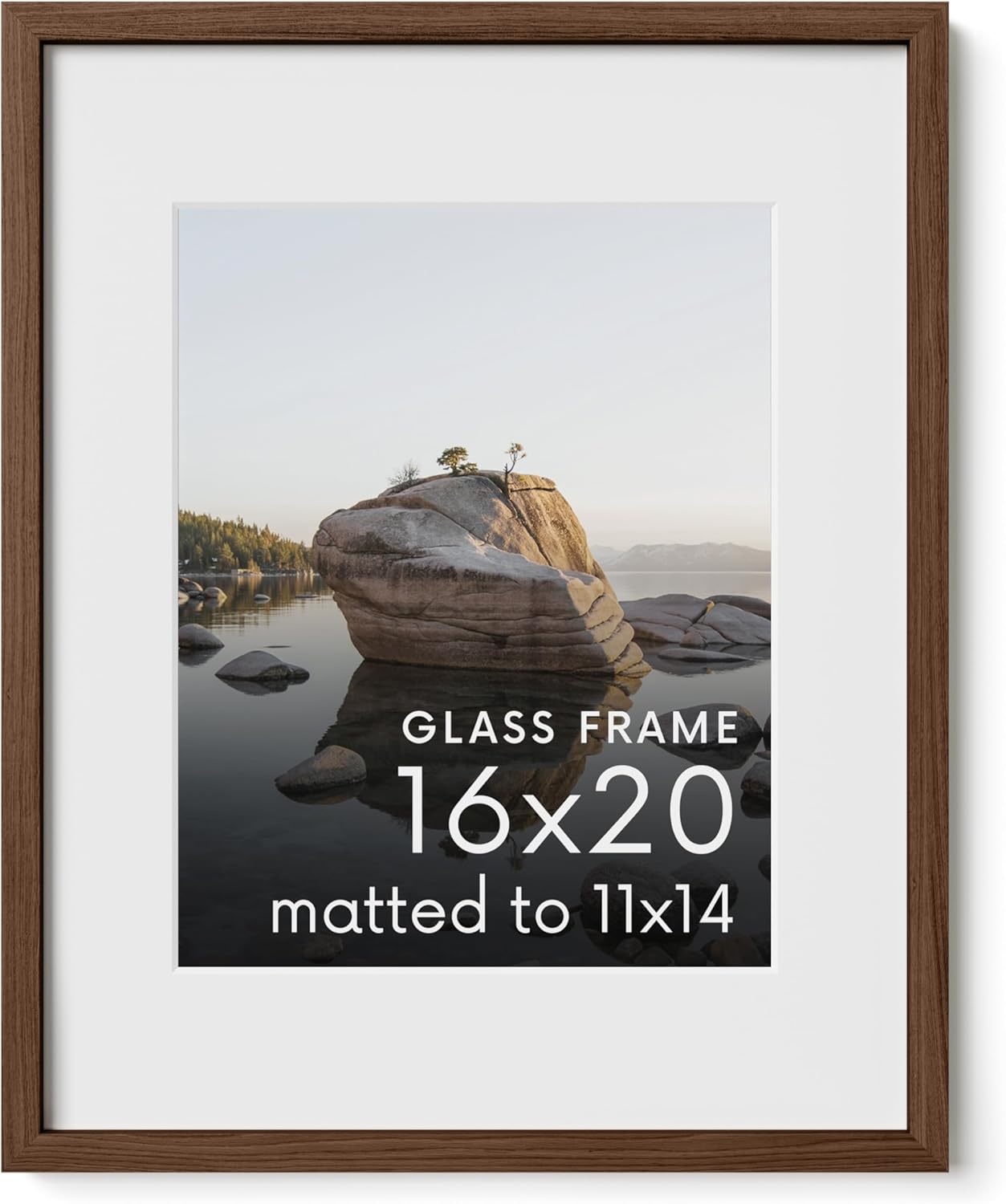 16x20 Picture Frame with Real Glass & Walnut Oak for Home Decor