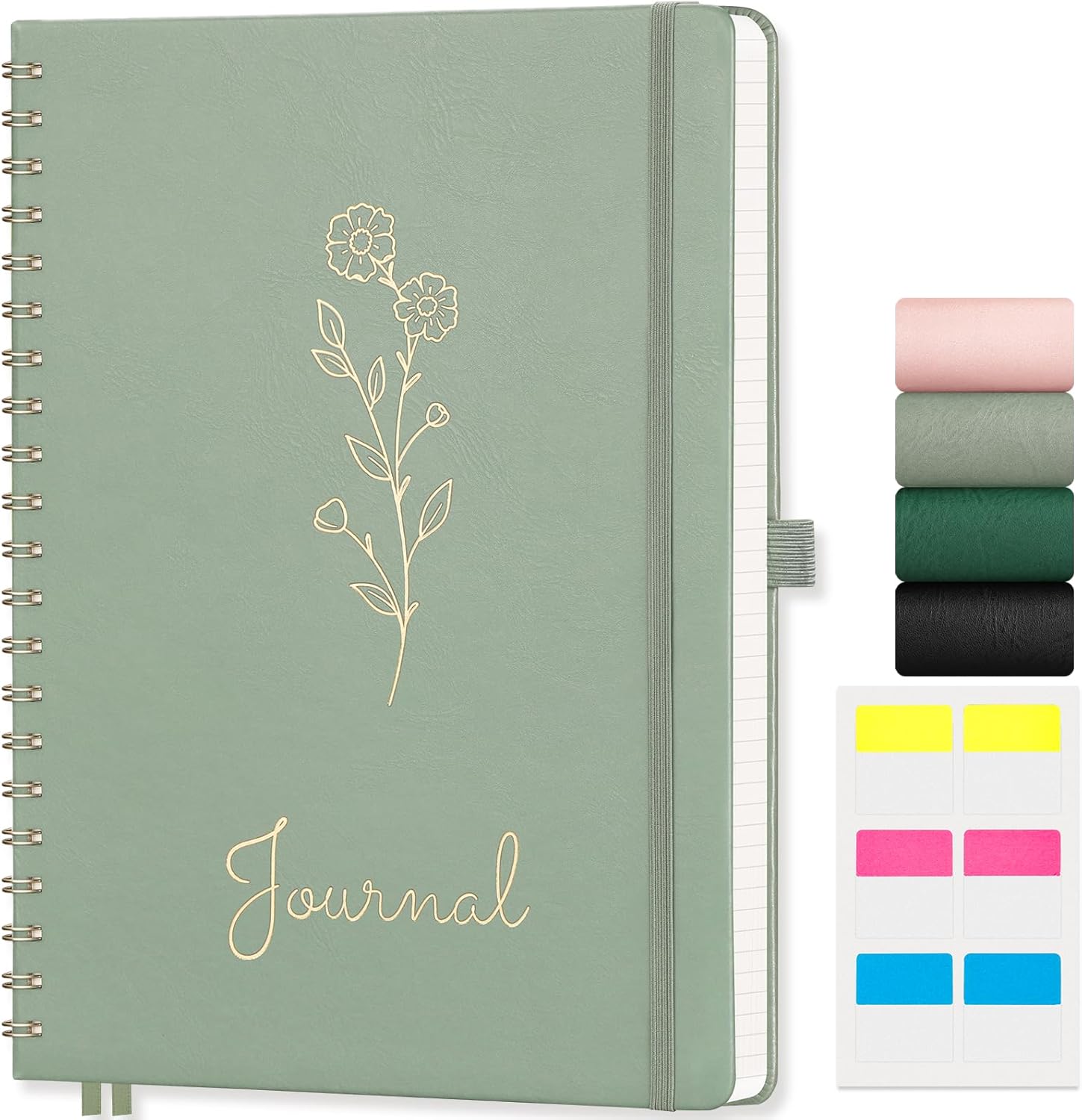 Premium Spiral Graph Paper Notebook - 100 GSM Thick Grid, A4 Leather Journal, 110 Pages