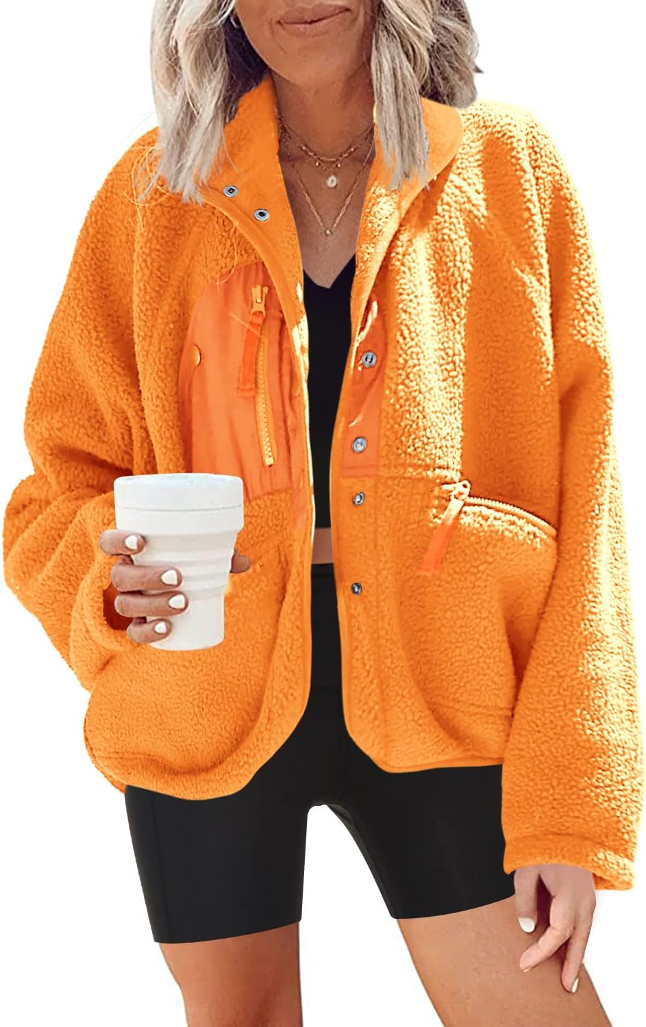 Nirovien Womens Fuzzy Fleece Jacket for Cozy Winter Style