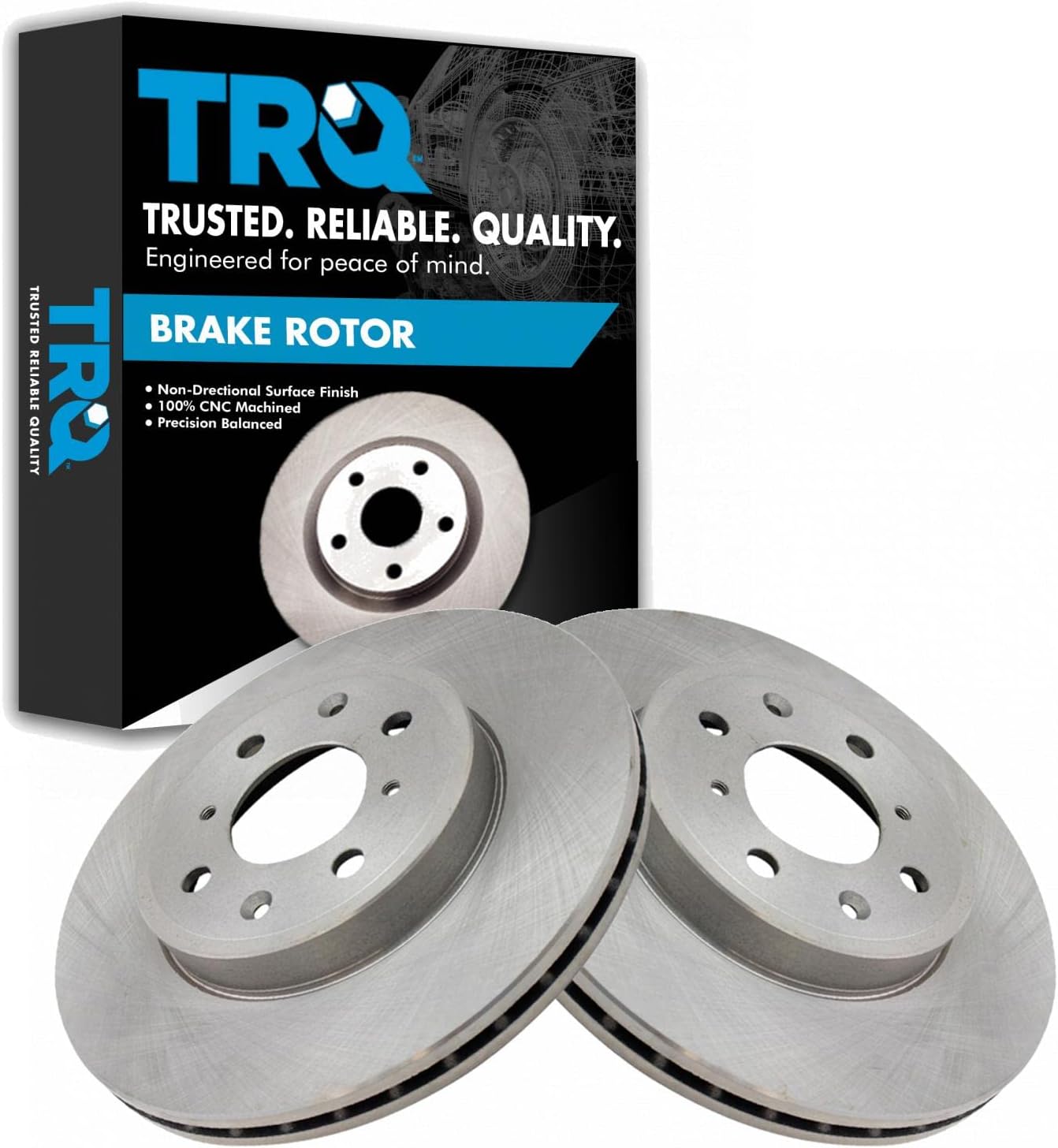 TRQ Front Brake Rotors Set Vented for 2015-2020 Honda Fit