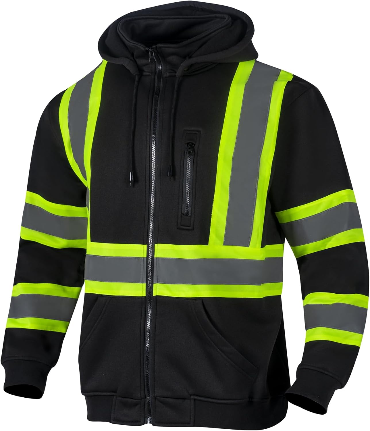 VENDACE High Visibility Reflective Safety Fleece Hoodie for Men