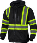 High Visibility Reflective Safety Fleece Hoodie for Men - Black L