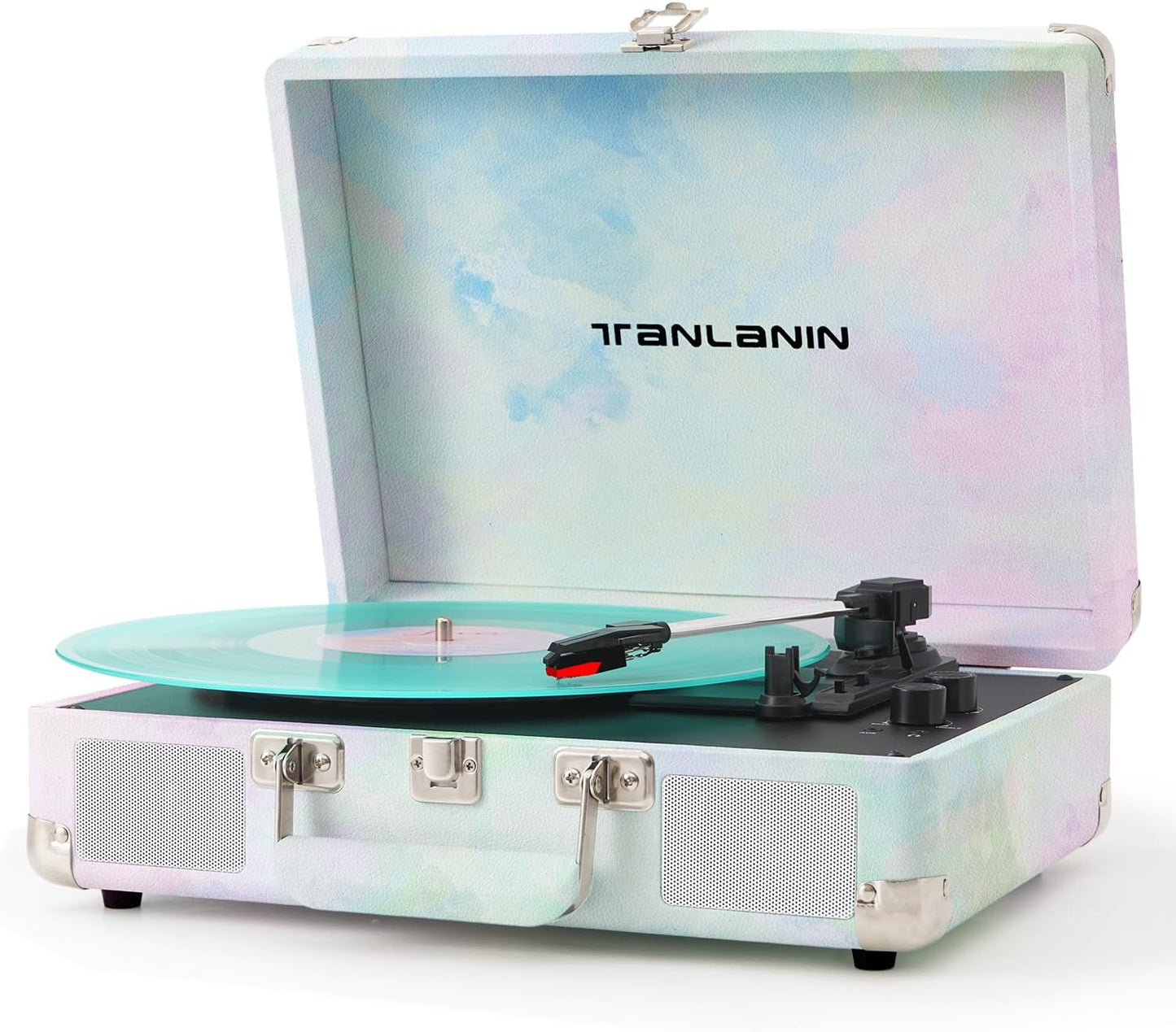 Watercolor Vinyl Record Player with Treble & Bass Control